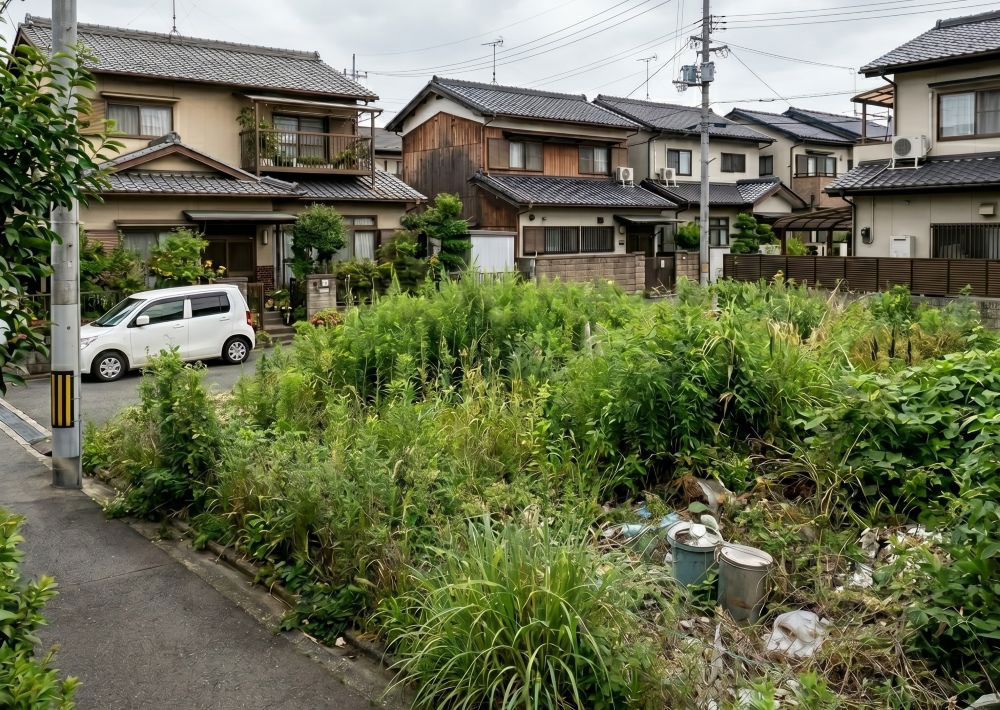 草が生い茂った壬生町の空き地。境界確定や古家の解体判断から土地・更地の売却をサポート